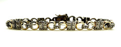 Vintage Signed FAS 925 Two Tone Sterling Silver Vermeil CZ Tennis Bracelet