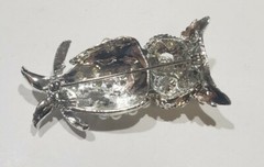 Vintage Pearl & Rhinestone Owl Bird Brooch Pin