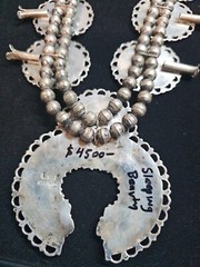 Vtg Navajo Sterling Silver LARRY MOSES BEGAY Turquoise Squash Blossom Necklace