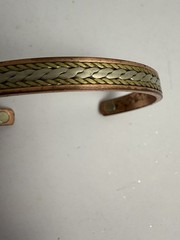 Vintage Mixed Metal Braided Magnetic Cuff Bracelet – copper, brass, and silver