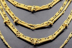 Vintage LISNER 7-Strand Link Necklace GOLDTONE 14-17″ BOHO CHIC Cocktail GYPSY