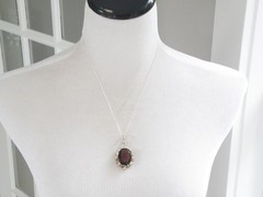 Vintage Sterling Silver 925 Signed Huge Amethyst Look Chain Necklace 20″