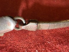 VTG AGI 8g 3mm 925 Sterling Silver Fancy 15” Omega Italian Design Flat Necklace