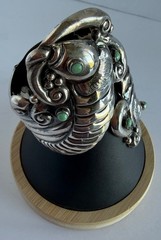 STERLING TAXCO MEXICO DOUBLE KOI FISH CLAMPER BRACELET SIGNED E.D. PICHARDO