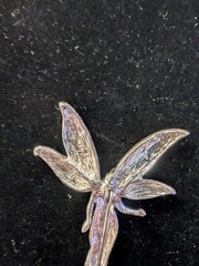 Liz Claiborne Fairycore Silver Tone With Green And Yellow Ombre Wing Brooch