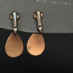 copper oval Clip on Earrings western Style Embossed Vintage