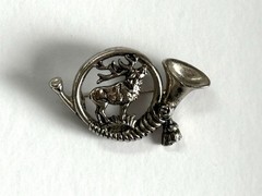 Vintage Deer Horn Brooch Pin Silver-Tone Metal Secure Pin Clasp