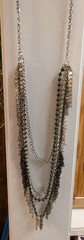 VTG Rock Punk Gothic 4 Layers Blk, Silver, Rhinestone, Fringe, Chain necklace