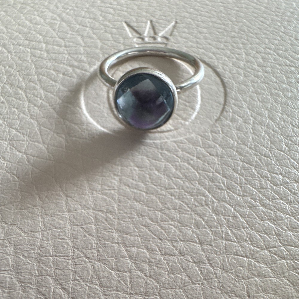 Pandora Sterling Silver 925 Blue Topaz Poetic Droplet Ring Size 7 (54)