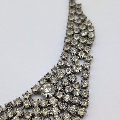 Vintage Crystal Glamorous Clear Rhinestone Collar Bib Necklace Adjustable