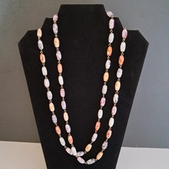 Vintage Art Glass Bead Necklace, 24″ Length, Multi-Colored