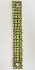 Vintage Swarovski Peridot Green Crystal Band Bracelet Icy Stud Snap Gold Tone 7”