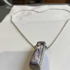Vintage Russian Rostov Hand Painted Enamel Finift Fragrance/Trinket Pendant