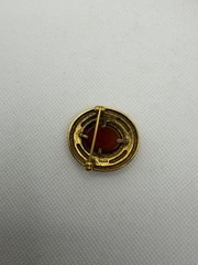 Vtg Signed MMA Egyptian Revival Gold Tone, Pearl Bead & Carnelian Brooch Pin