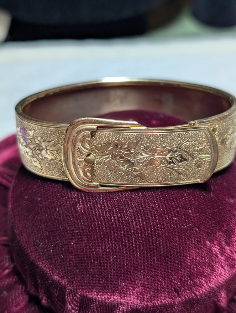 Victorian Buckle Bracelet Signed MARSH Pat Applied For. 2 In. By 2 1/2 In.
