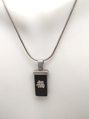 Vintage DBJ Signed Sterling Silver 925 Black Onyx Pendant Necklace Jewelry Gift