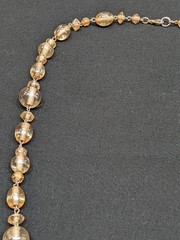 Vintage Champagne Glass Bead Necklace Chunky 70s 80s Gold Tone Long Retro ~34″