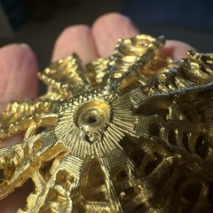 Vintage 1940s-50s Corocraft Flower Brooch Pin 2 Inch Openwork Gold Plated Signed