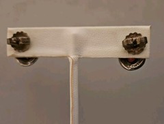 Vintage Sterling 925 & Pear Shape Garnet & Marcasite Post Earrings Thailand