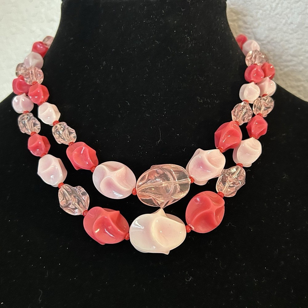 Vintage Lucite Necklace Bubblegum Spring Signed GERMANY Pastel Adjustable