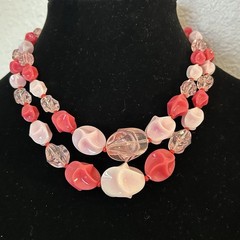 Vintage Lucite Necklace Bubblegum Spring Signed GERMANY Pastel Adjustable