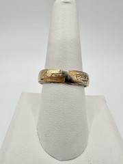Antique Old VTG 10k Gold Filled Signed Ring SZ11 Blue Glass Damage 9.3gram READ