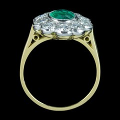2.90 Ct Natural Emerald Art Deco Vintage Engagement Ring 14K Yellow Gold Over