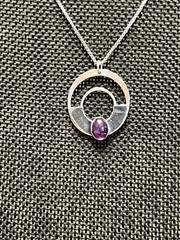 ONE OF A KIND SOUTHWESTERN ARTISAN STERLING SILVER AMETHYST STONE NECKLACE 18”