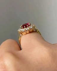 2.50Ct VVS1 Oval Cut Lab Created Ruby & Diamond Anniversary 14k Gold Finish Ring