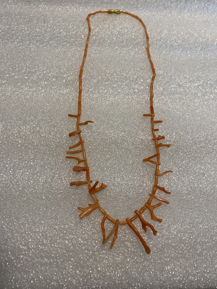 Vintage Peach/Orange/Salmon Angel Skin Coral Branch & Bead Necklace-See Pics