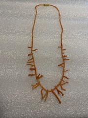 Vintage Peach/Orange/Salmon Angel Skin Coral Branch & Bead Necklace-See Pics