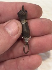 VERY RARE Vintage FOLK ART Hand Carved FIGA Good Luck Necklace Pendant