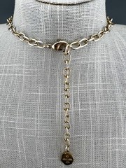 Vintage Graziano Necklace Statement Hammered Link Acrylic Gold Tone Signed 18”