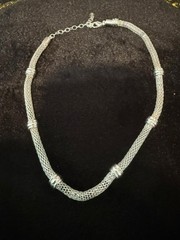 Silver Tone Mesh Necklace with Spacer Rings 15–18 in Adjustable