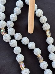 Vintage Marked Japan Necklace Acrylic Sugar Beads Frosted Blue Aurora 3 Strand