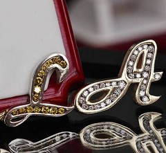 14k multi tone gold pendant “DOLLA” 4.00ct natural & irradiated diamond 40.2gr