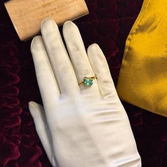 10K Gold Natural Colombian Emerald & Diamond Ring Size 8 -1cttw Bypass Ring 2.2g