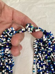 Huge Vintage South Africa Blue And White Multi Strand Bead Statement Necklace