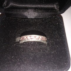 Vintage 925 Sterling Silver Pink Topaz Eternity Band Ring Original Velvet Box 6