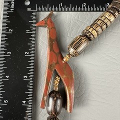 Vintage Giraffe Necklace Pendant Hand Carved Wood Bead Tribal Safari 30″