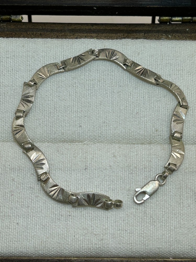Sterlling Silver Curve Link Bracelet EtchBurst Design