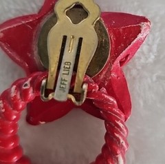 VTG Jeff Lieb Clip Earrings Red Star Rhinestone One Of A Kind Custom Handmade