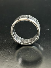 Ring Sterling Size 7 Sliver Square Block Band Rectangle Cut Carve Vintage