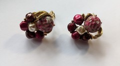 Mode-Art Company Vintage Clip Earrings Gold Tone And Faux Pearl & Signed