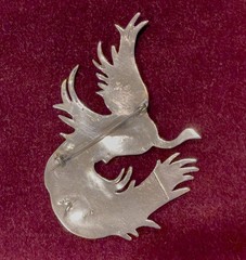 Antique Large Mexican taxco 980 sterling silver bird brooch in EUC, 56 grams!