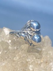 Balls ring size 5.50 floral pinky bubble band Art Deco sterling silver women gi