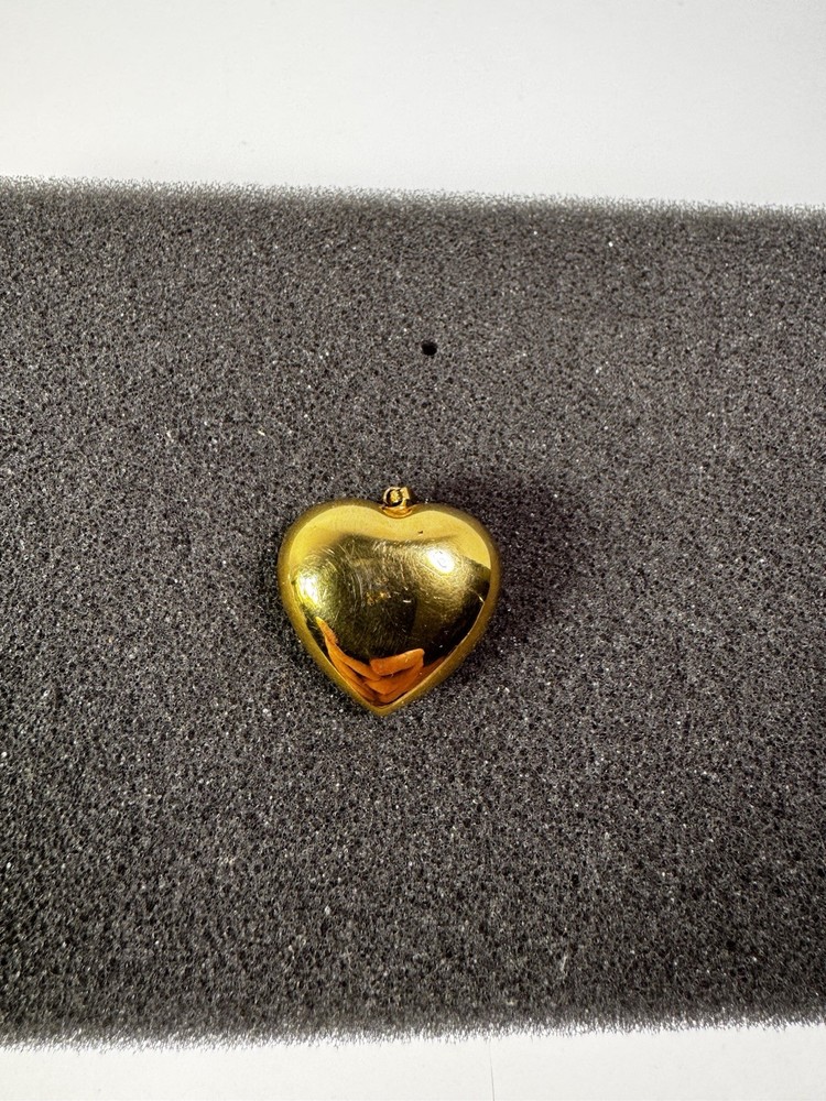 Vintage Monet Gold Plated Puffy Heart Pendant Signed •Monet See Description