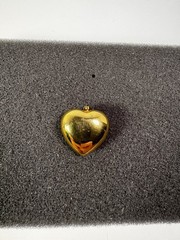 Vintage Monet Gold Plated Puffy Heart Pendant Signed •Monet See Description