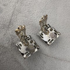 Vintage Coro Confetti Lucite Thermoset Clip On Earrings Silver Tone Signed
