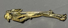 Vintage AJC Fashion Lady in Suit and Hat Brooch Gold Tone Pin 2 7/8 inch